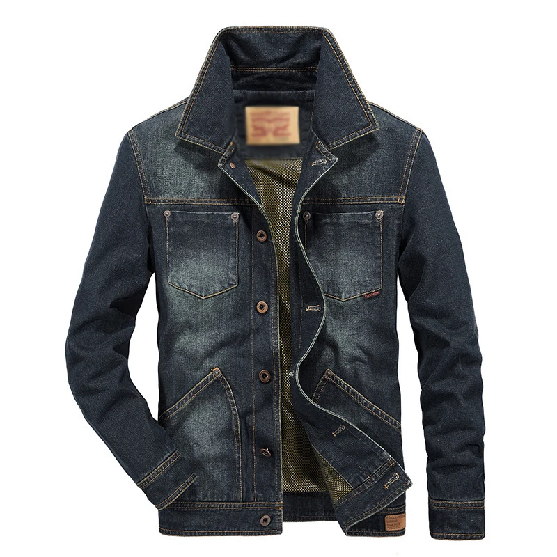 

Free Ship2018Fashion men denim jacket long sleeve turn down collar jeans coat outwear single breasted cowboy outfit denim tops