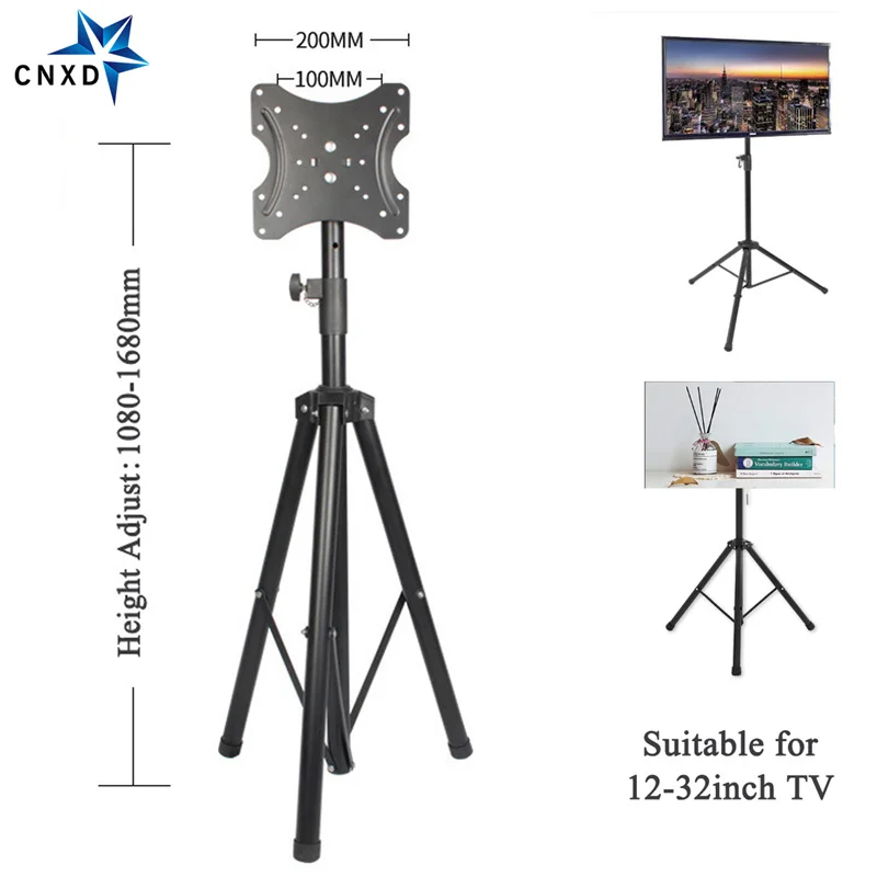 

Portable Floor Tripod TV Stand Free Lifting Mobile TV Holder 360 Degree Rotate Folding Mount Display Bracket for 12-32 inch TV