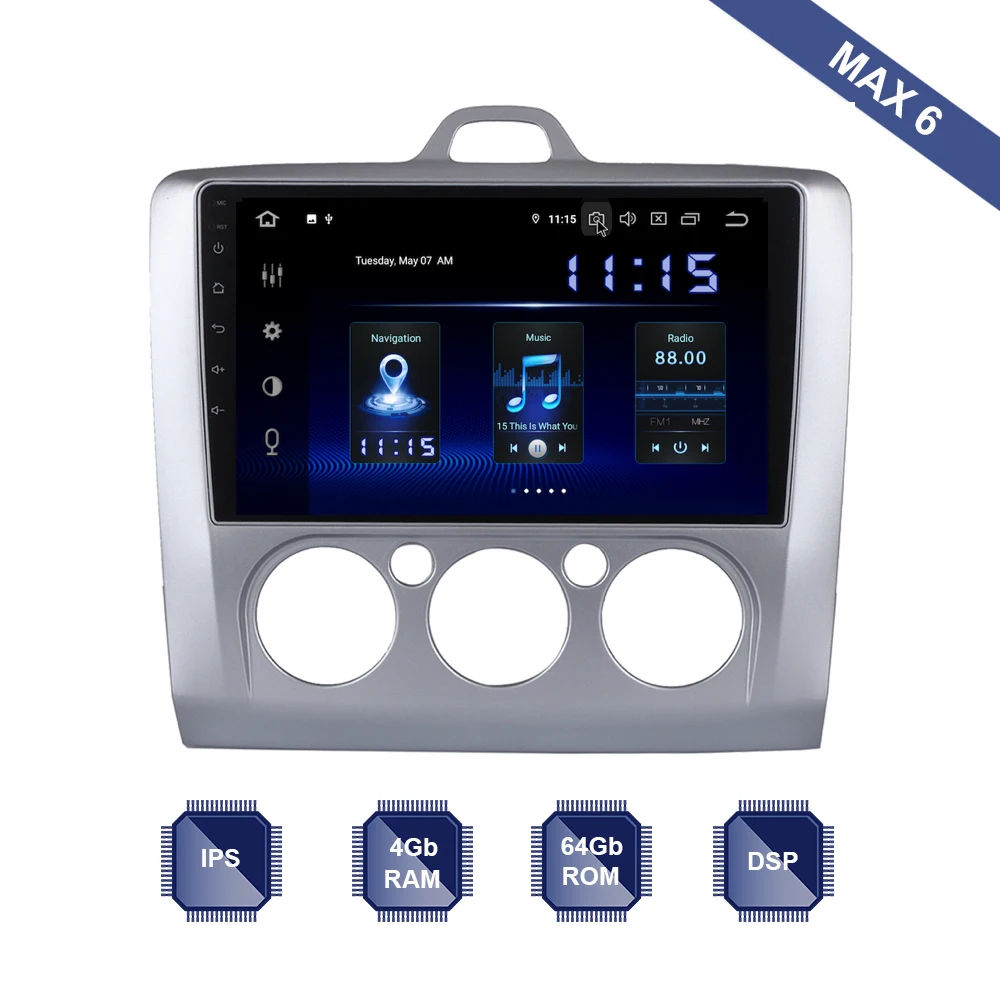 

Android 9.0 Car Radio 2 Din GPS Navi for Ford Focus 2 3 Mk2 / Mk3 Auto / Manual AC Multimedia PX6 DSP IPS 4Gb+64Gb RDS WIFI BT