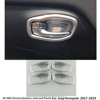 

Car Styling Cover Stick Trim ABS Chrome Door Inner Handle Bowl Frame Lamp 4pcs For Jeep Renegade 2017 2018 2019 2020