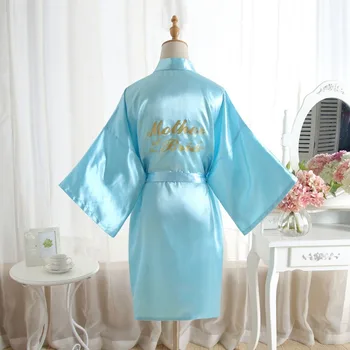 

Solid robe back Gold Mother of the Bride Letter Ladie's Short Robe Gown Women's Wedding Bride Bridesmaid Robes Dressing Bathrobe