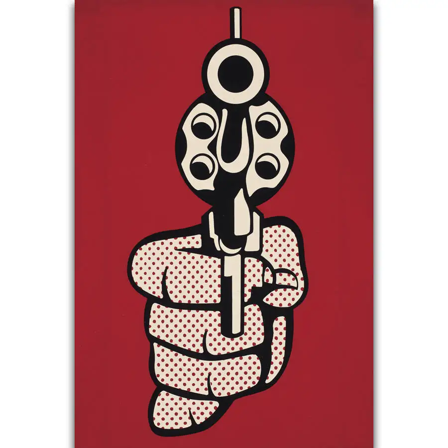 

S2410 Finger Hand Gun Roy Lichtenstein Wall Art Painting Print On Silk Canvas Poster Home Decoration