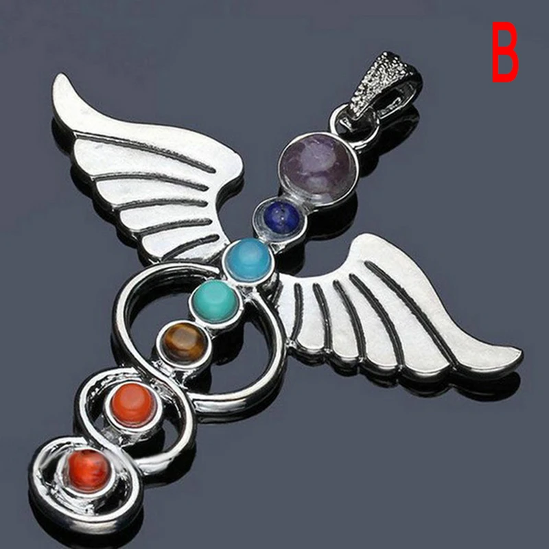 

7 Chakra Stones Chakra Reiki Point Tree Of Life Pendant Charm Pendant Jewelry Ankh Yoga Charm 3D Stone Necklace