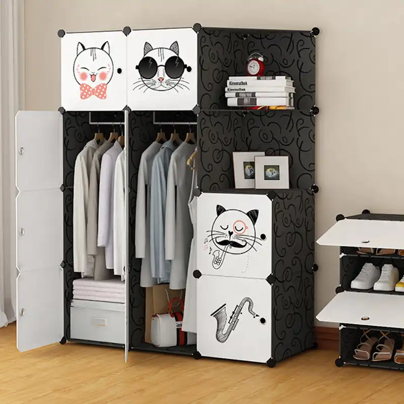 B Simple Wardrobe Plastic Assembly Storage Cabinet Single Assembly