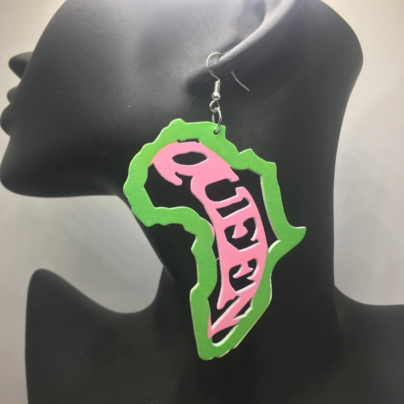 Розовые и зеленые деревянные серьги|wooden earrings|pink greenqueen earrings |