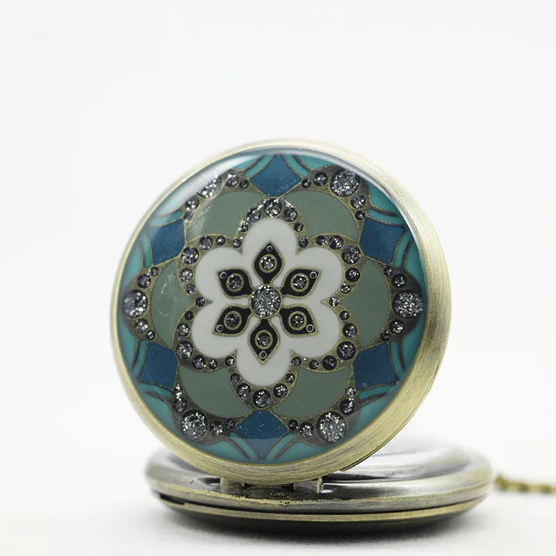 Роскошные Модные Винтажные Элегантные керамические цветы антикварные карманные часы Fob ожерелье для мужчин и женщин подарок