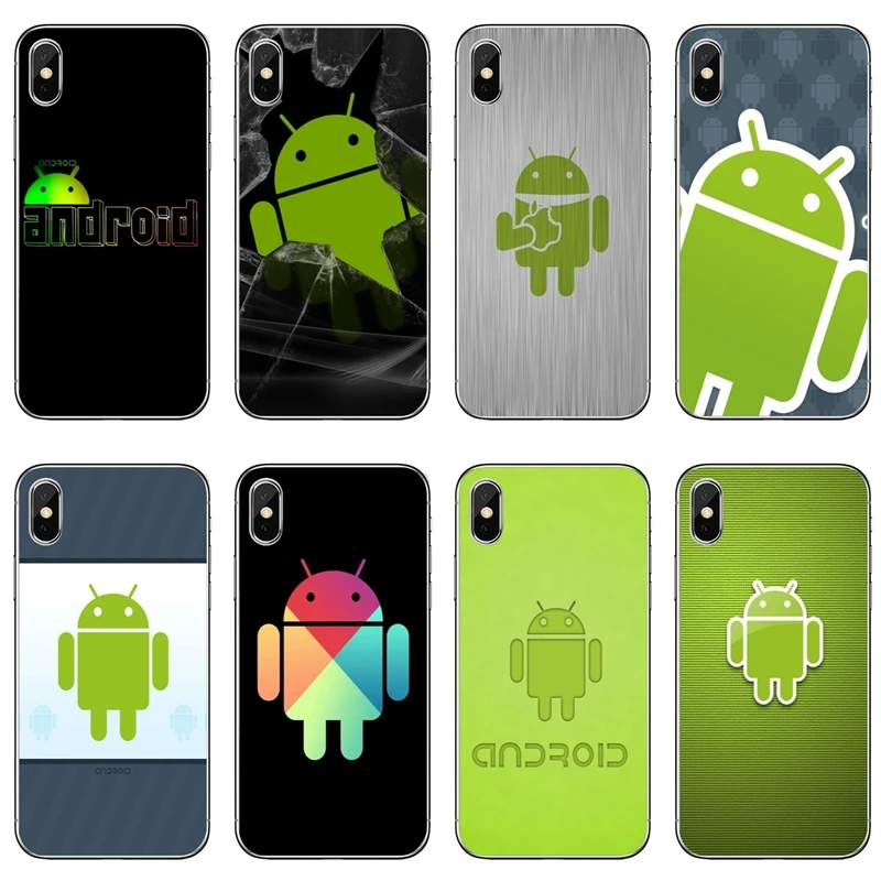 Зеленый чехол для телефона с логотипом робота Android iPhone 8 7 6s 6 plus XR X XS Max SE 5s 5c 5 4s 4 iPod