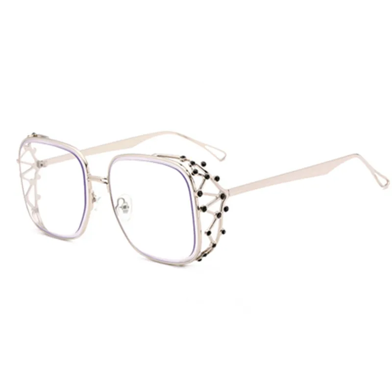Emosnia квадратный стимпанк Солнцезащитные очки для женщин Modis алмазный камень Óculos De Sol feminino Роскошные для брендовая Дизайнерская обувь - Цвет линз: C4 Silver.Clear