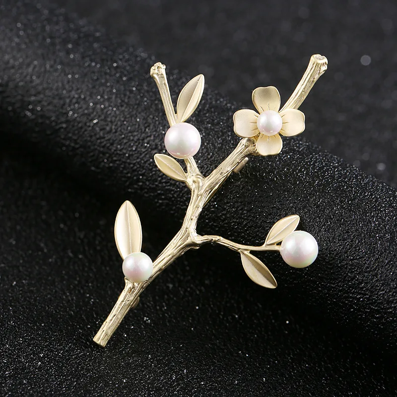 Fashion Woman Jewelry Vintage Luxury Plum Blossom Brooches Pins Imitation Pearl Flower Brooch Wedding Bouquet Pin Accessories | Украшения и