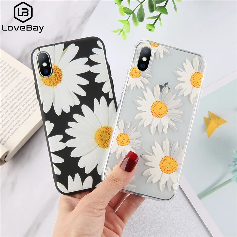 Силиконовый чехол Lovebay с цветочным принтом и подсолнухами для iPhone X 7 5 5S SE 6 6S 8 Plus
