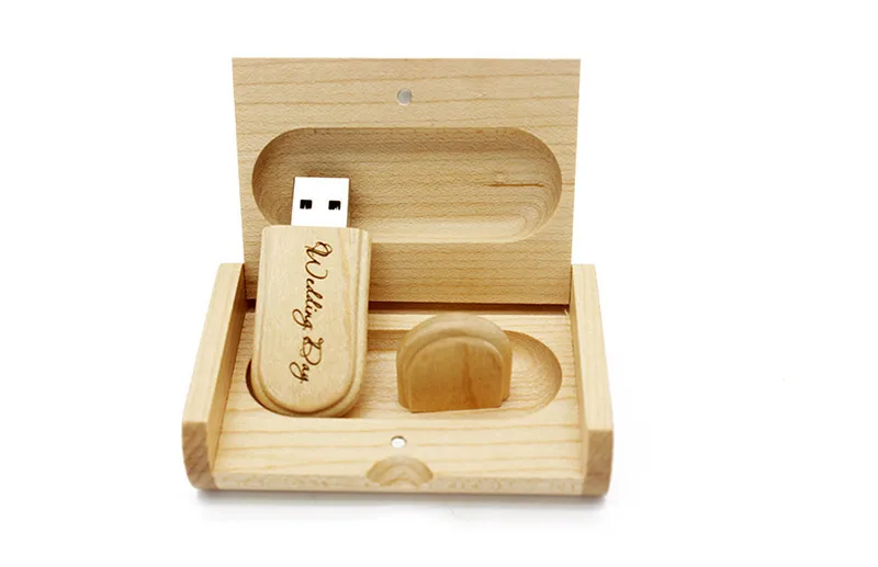 JASTER USB 3.0 Original Wooden USB+Box Pendrive 4GB 8GB 16GB 32GB 64GB Flash Drive  Memory Stick Wedding Gift 1PCS free logo