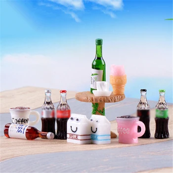

5PCS Mini Beer Drinks Milks Realistic Shape Mini Home Craft Ornament Shadowbox DIY Landscaping Decor Dollhouse Miniature for Kid