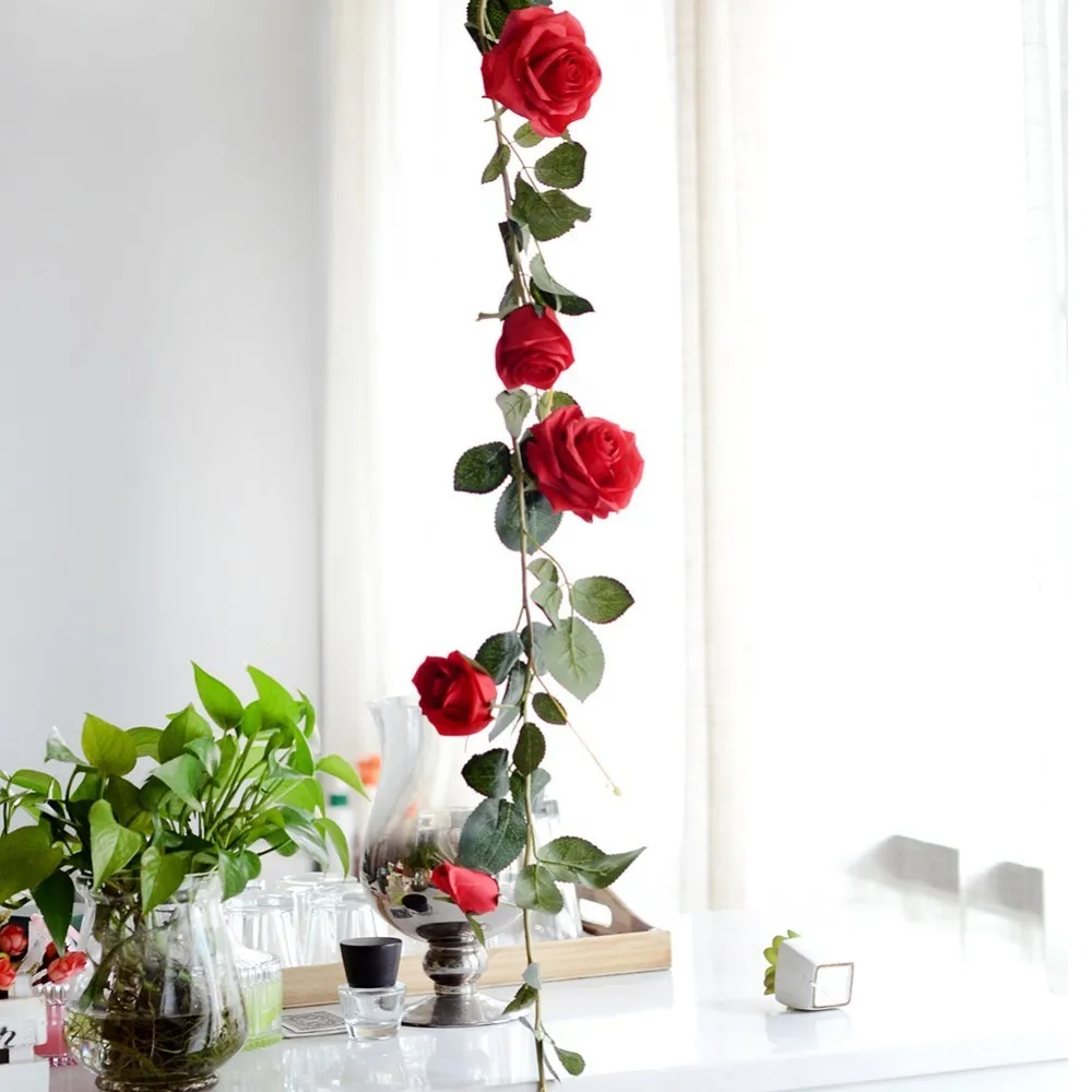180cm Artificial Rose Vine Wedding Arch decoration Vine Artificial flowers Home party decor Silk Ivy wall Hanging Garland Wreath 180cm Artificial Rose Vine Wedding Arch decoration Vine Artificial flowers Home party decor Silk Ivy wall Hanging Garland Wreath