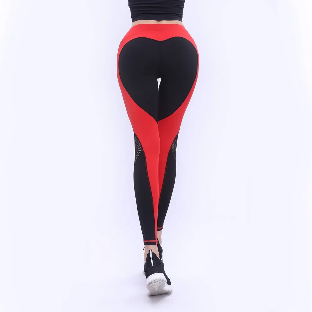Heart Shape Leggings Red Fitness Sporting Leggings Women Sportwear Push