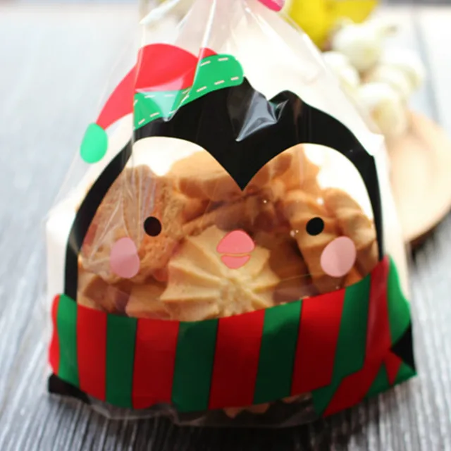 25 clear treat bags cellophane cookie bags wedding favor 100Pcs New Christmas packing bag Tree Decoration biscuits cookies bag
