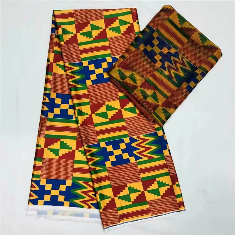 

DF!2019 Popular Wax fabric Top Quality Vintage Silk wax cloth African Wax Prints Fabric 4+2yards/lot for Party Dress ! L60389