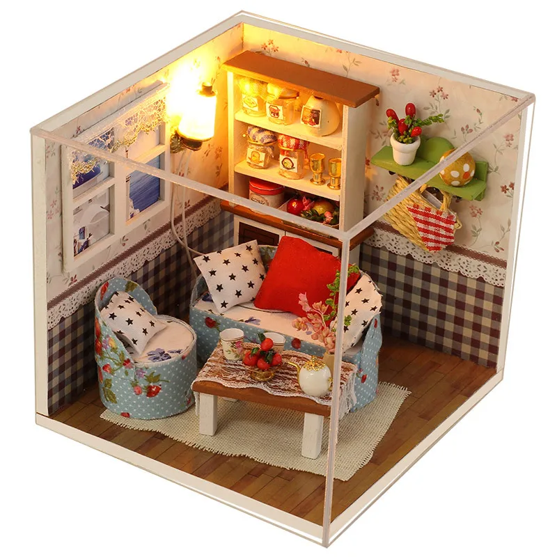DIY деревянный кукольный дом Прага круглый мечта собрать 3D миниатюры кукольный домик модель мини дома мебель игрушечные лошадки для детей Подарки - Цвет: ZWX012