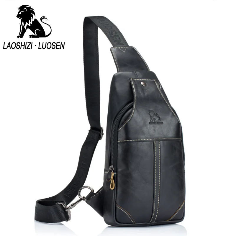 LAOSHIZI мужская сумка через плечо мужская сумка из натуральной кожи нагрудный пакет через плечо с одним ремешком сумка с длинным ремешком