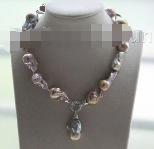 

0002985 luster 17" purple Reborn keshi pearls necklace Platinum Plated clasp