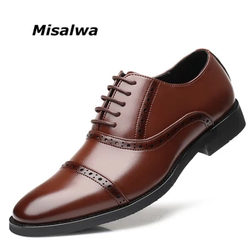 

Misalwa Plus Size 38-48 Men's Formal Dress Shoes PU Leather Men Brogue Suit Shoes Italian Style Gentle Men Flats Wedding Shoes