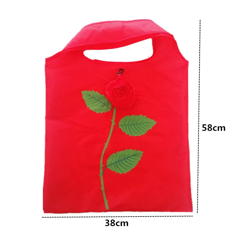 PURDORED 1 pc Rose Flowers Shopping Bag Reusable Foldable Large Capacity Bag Women Solid Storage Bag Travel Grocery Tote PURDORED 1 pc Rose Flowers Shopping Bag Reusable Foldable Large Capacity Bag Women Solid Storage Bag Travel Grocery Tote