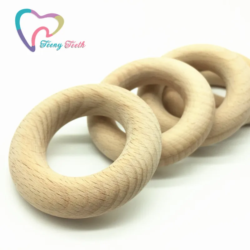 

Teeny Teeth 10 PCS Beech Wood Rings 60 MM Beech Wood Ring For Teething Toy Making Teether Wooden Pendants Wooden Teething Ring
