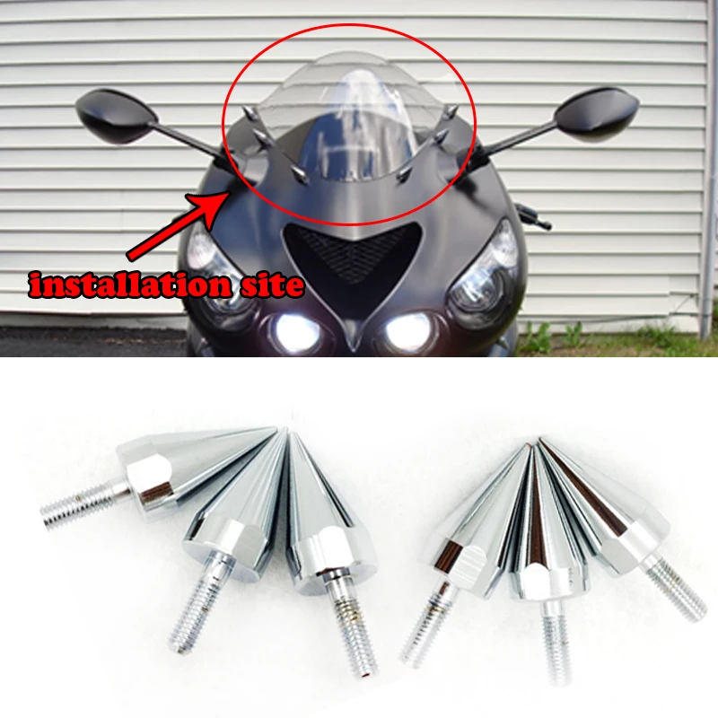 2 Spike Silver Billet Aluminum Motorcycle License Plate Frame Tag Bolts Screws