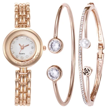 

2018 Luxury Shiny Rhinestone Steel Band Watch Set Fashion Zinc Alloy Bracelet Watch Crystal Jewelry Watches Women Dropshipping