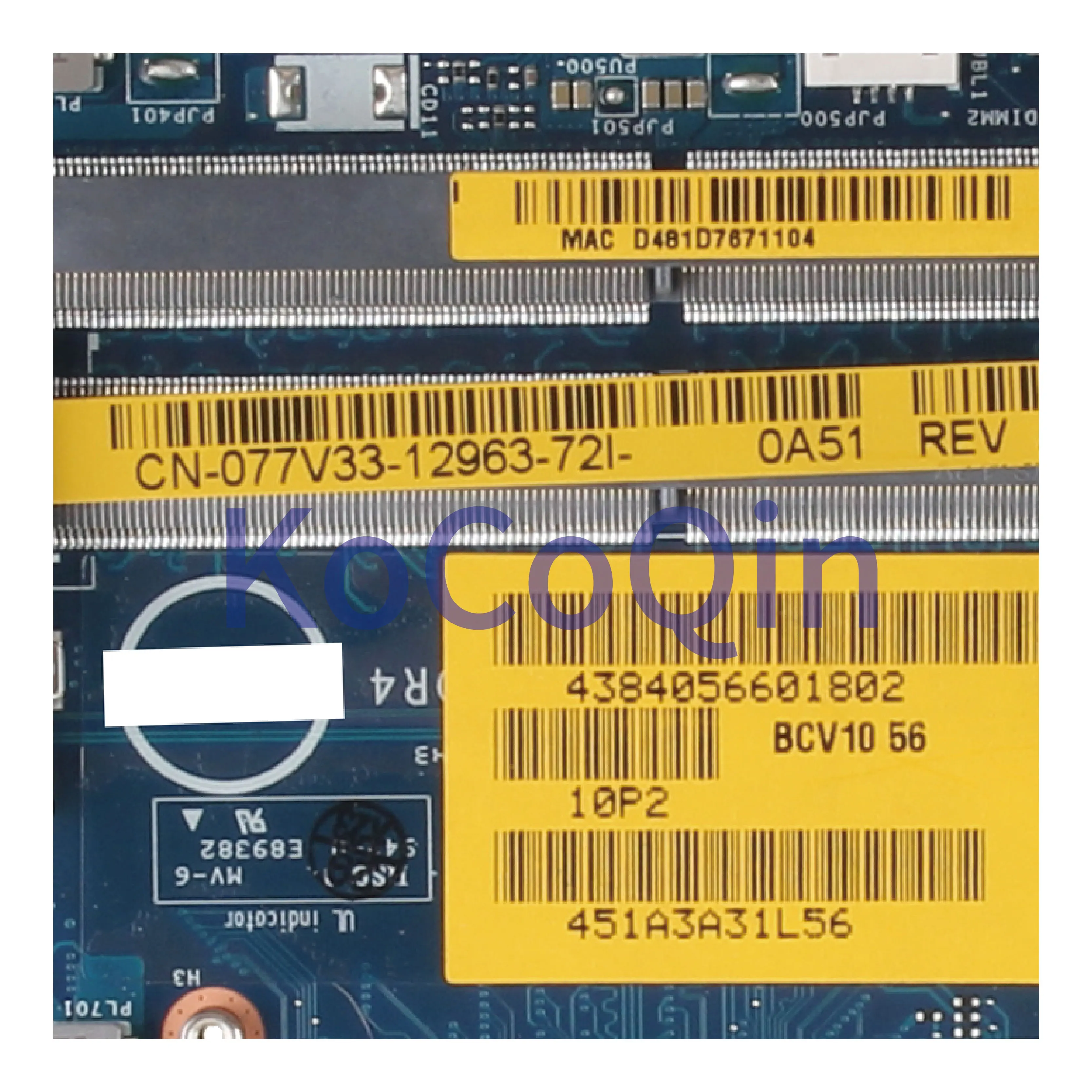 amazing  KoCoQin Laptop motherboard For DELL Inspiron 7566 7446 P65F i7-6700HQ Mainboard CN-077V33 077V33 BC
