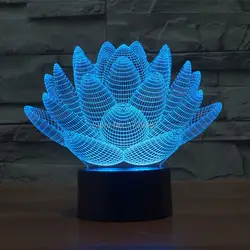 Светящийся 7 светодио дный цветов меняющий Цветущий цветок лотоса 3D Акриловый светодиодный ночник USB светодио дный 3D LED Настольная лампа