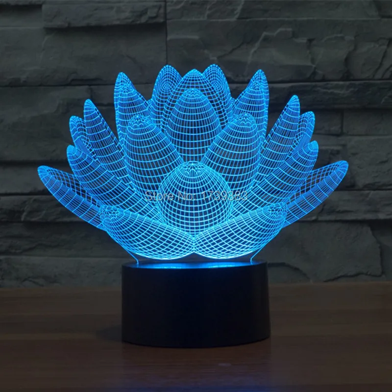 Glowing 7 Color Changing Blooming Lotus Flower 3D Acrylic font b LED b font font b