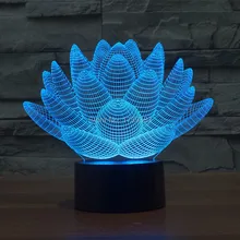 Glowing 7 Color Changing Blooming Lotus Flower 3D Acrylic LED Night Light USB 3D LED Table Lamp Christmas Bedroom Desk Lighting