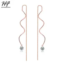 

Simple Spiral Ear Line Earrings For Women AAA+ Cubic Zirconia Rose Gold Color Fashion Earings Jewelry Xmas Gift KC170