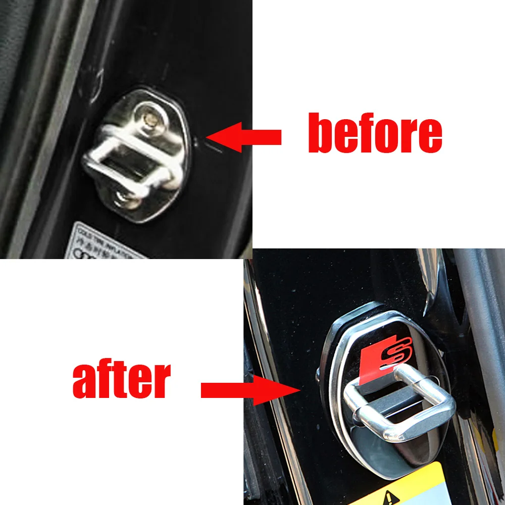 Porta do Carro de Aço Interior para Audi Estilo do Carro Inoxidável Bloqueio Capa Remendo Decoração a7 A4l A6l q5 a3 q3 q7 tt a5 a8 Acessórios 9 Molduras interiores