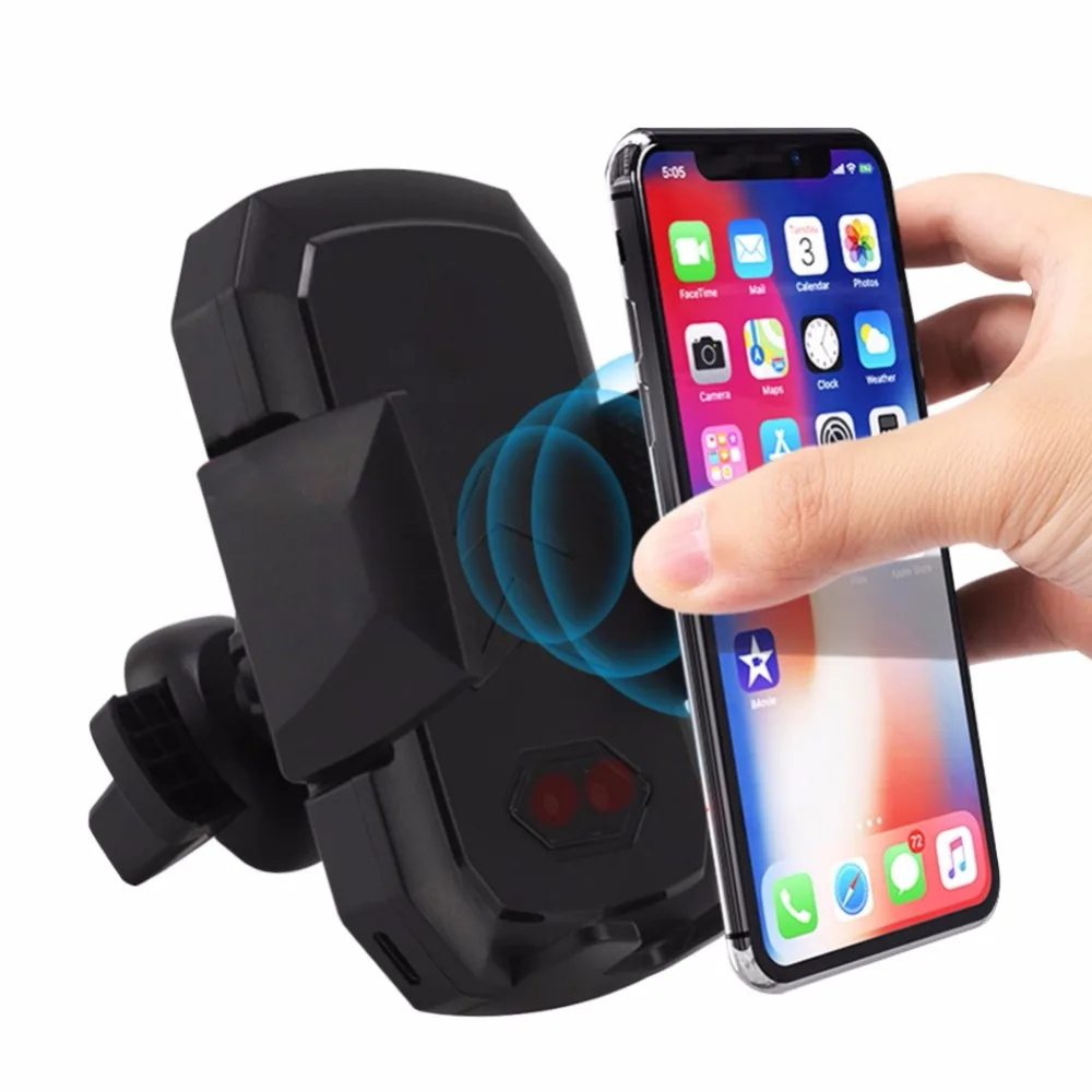 10W Car Wireless Charger Stand Infrared Smart Sensor  360 Degree Air Vent Holder for iPhone Xr/Xs/X Samsung S9/S8 HuaWei P20