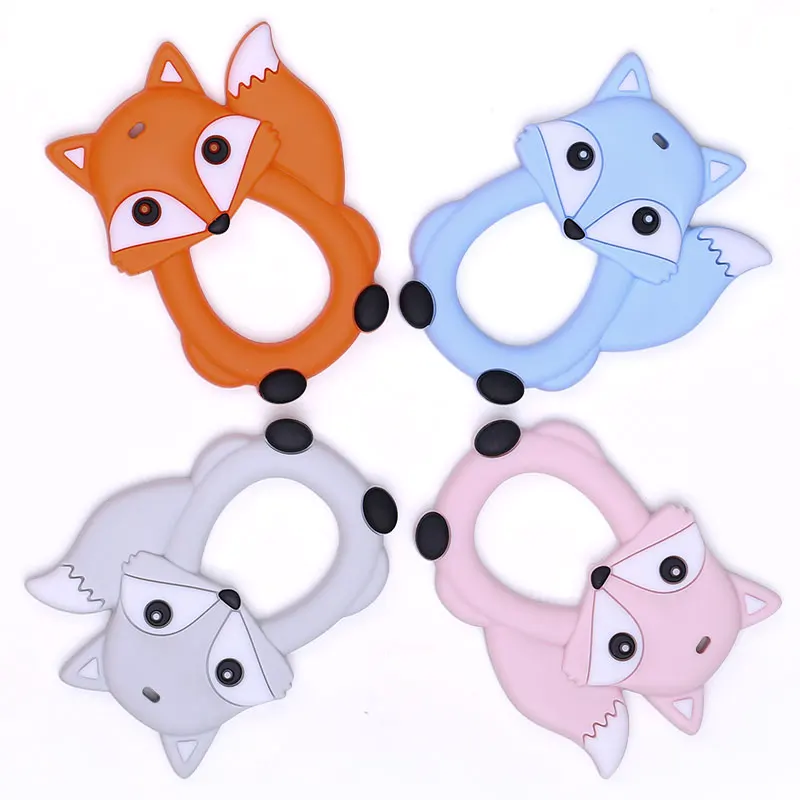 

New ! Ready To Ship 5 PCS Fox Silicone Baby Teether BPA Free Teething Pendant Necklace Accessories DIY Pacifier Chain Gifts