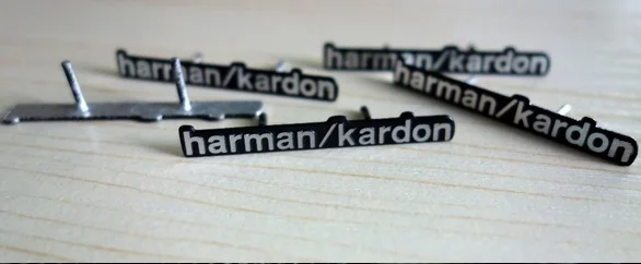 6 шт./лот harman/kardon Hi-Fi динамик аудио динамик 3D алюминиевая эмблема стерео с 2 контактами 43x5 мм