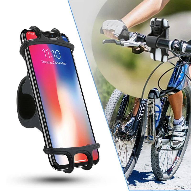 

Universal Phone Silicone Holder Bicycle Motorcycle Mobile Buckle Pull Non-slip Adjustable Bike Handle GPS Mount barracket Stand