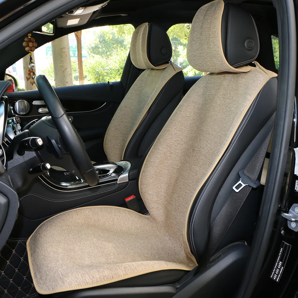 

1 Piece O SHI CAR Linen Front Seat Cushion Protect Car Seats /Elegant Style Car Seat Cover Pad Four Seasons General Auto Cloak