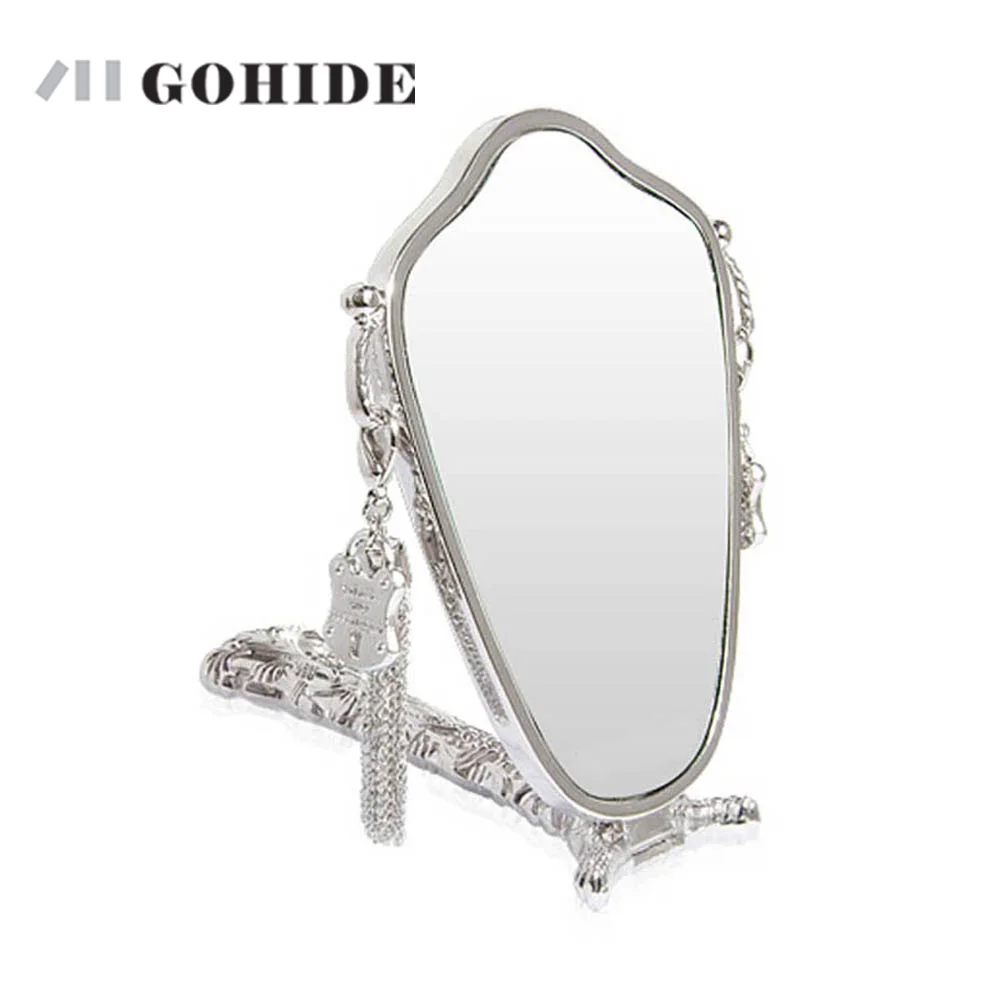 DUH Makeup Fashion Quality Metal Mirror Lock Folding Handle Mirror