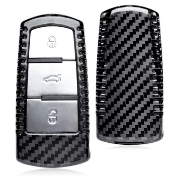 

Carbon Fiber Car Auto Remote Smart Key Case Cover For VW Volkswagen CC Magotan