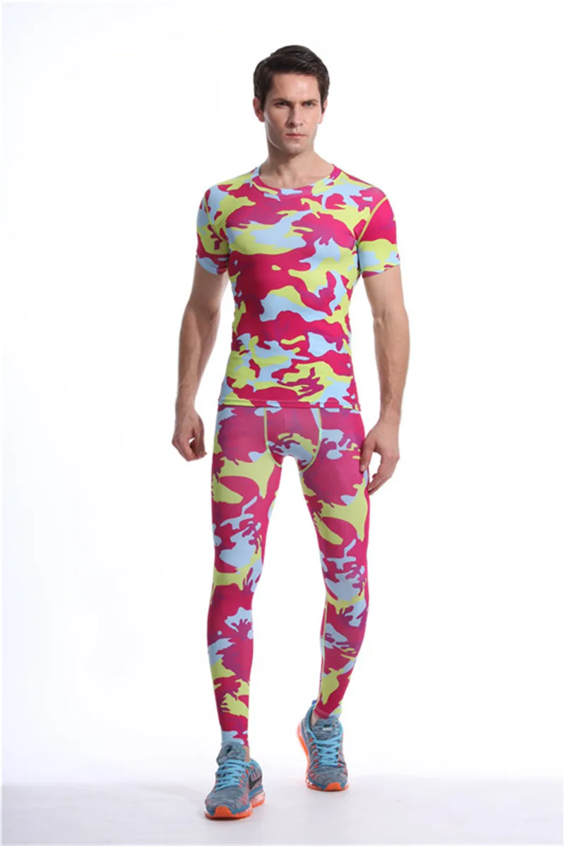 Rose Red short sleeves long pants sport men suits (1)