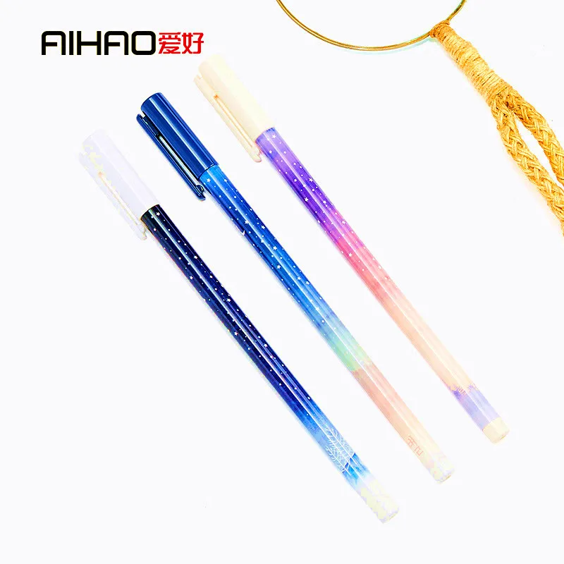 AIHAO Brand Stars Night 0.35mm Permanent Ink Black Gel Pen Carbon Pen