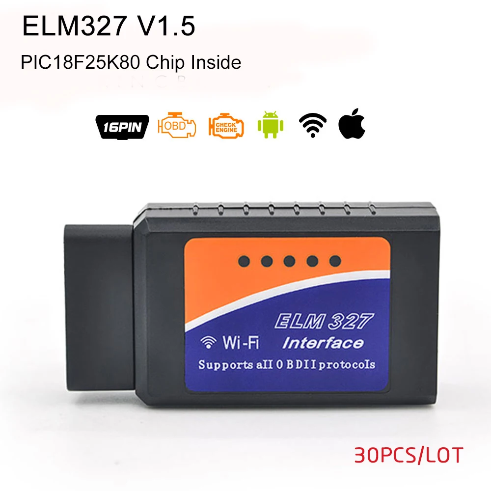 30 шт./лот оптовая продажа Новое поступление ELM327 Wi-fi сканер OBDII OBD2 инструмент