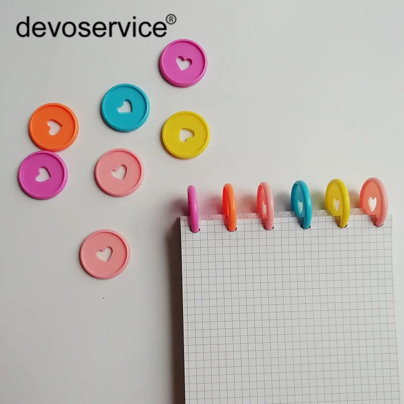 

30pcs New Outside 35mm Plastic Love Colorful Round Disc Button Books Loose-leaf Ring DIY Accessories Mushroom Hole Binding Rings