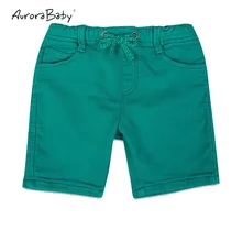Новые летние хлопковые шорты на шнурке для маленьких мальчиков белые шорты с принтом для мальчиков, однотонные зеленые штаны Одежда для маленьких детей
