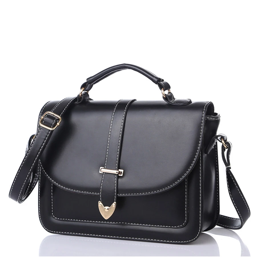 Burnished Leather Messenger Bag Women PU Ladylike Shoulder Bag Trendy Belt Ornament font b Handbag b