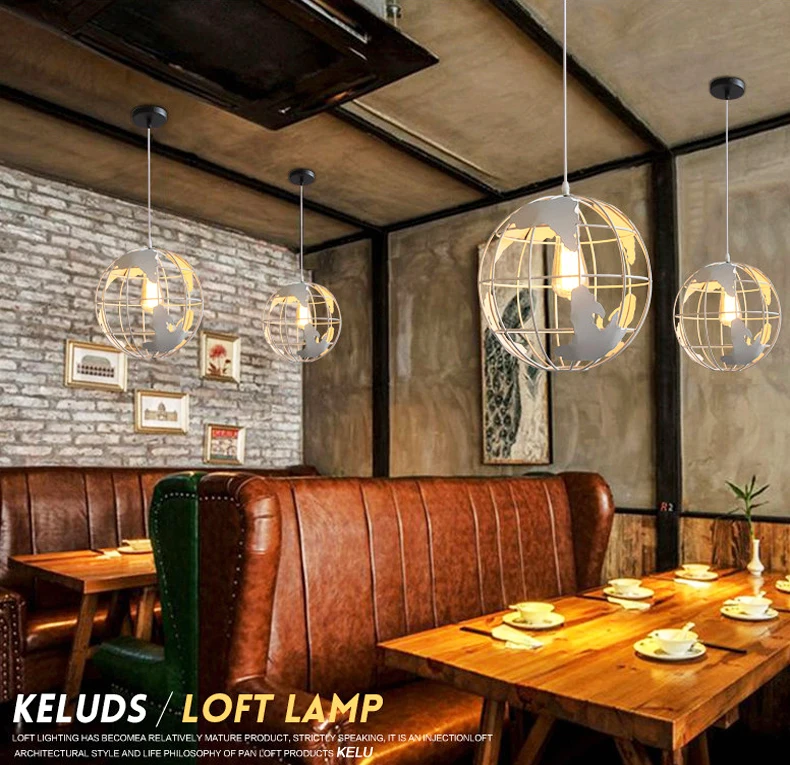 Современный Глобус подвесные светильники черный/белый цвет подвесные лампы для бара/ресторана полый шар потолочные светильники