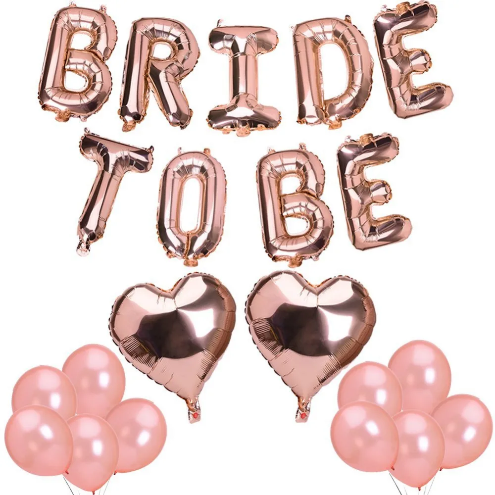 

9pcs 16inch Rose Gold Bride To Be Letter Foil Balloon heart Balloons Hen Party Decorations Wedding Bachelorette Party Supplies