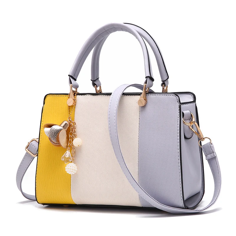 Women Handbag Luxury Bags Patchwork Women Solid Chains Rivet Bag Leather Designer Handbag HairBall Shoulder Kabelka SS7020 (5)